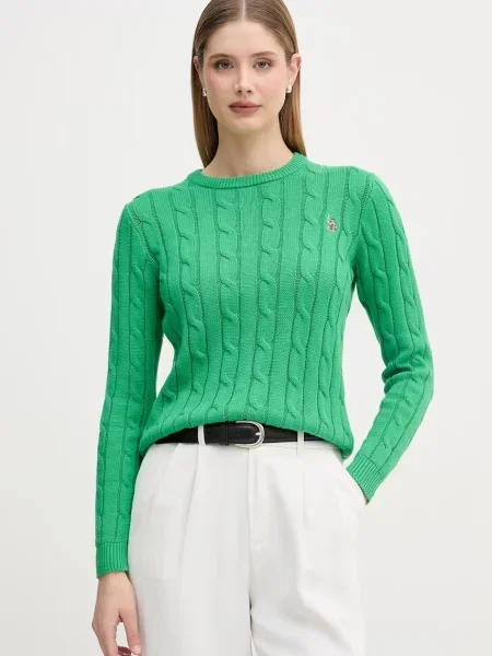 U.S. Polo Assn. sweter CREW NECK CABLE zielony