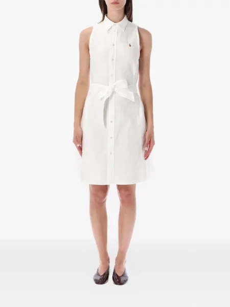 Opasan mini haljina Polo Ralph Lauren bez rukava bijela