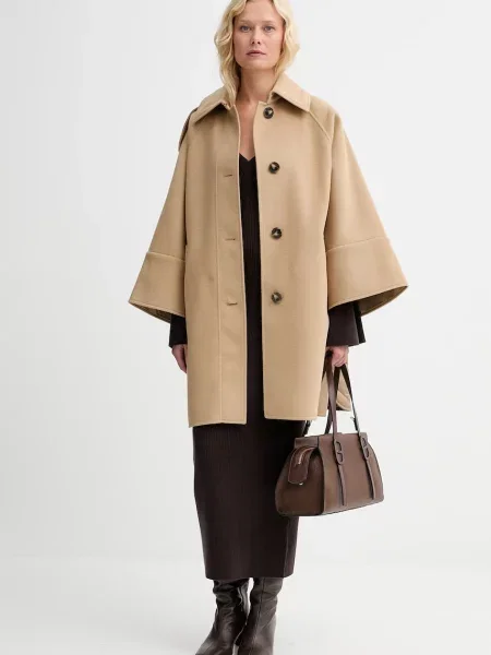 Сукня з додаванням вовни MICHAEL Michael Kors maxi облягаюча коричневий