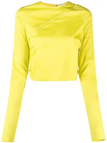 Bluză Ganni cu decolteu rotund lungă galben