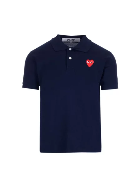 Koszulka polo Comme Des Garcons Play w serca niebieska