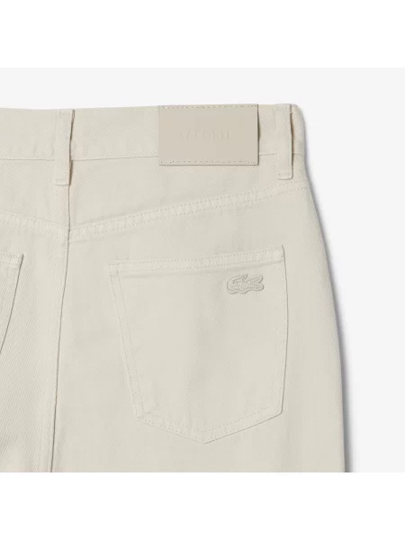 Lacoste Spodnie Z Bawełnianego Twillu Pięciokieszeniowe beżowe
