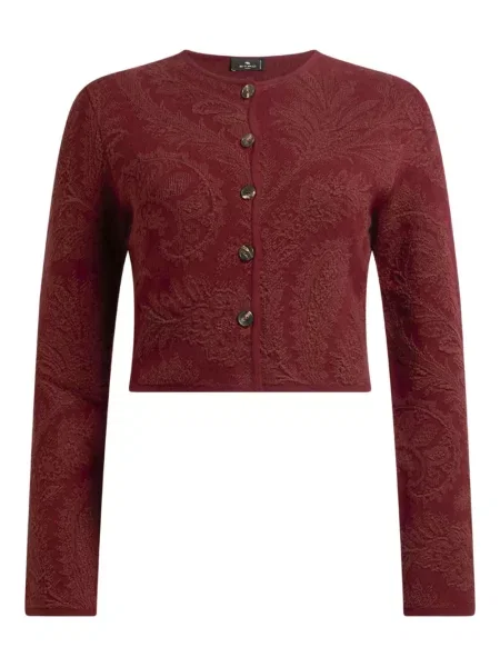 Cardigan Etro cu model paisley din jacard roșu