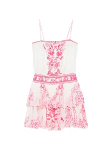 Rochie mini Camilla cu model floral cu imagine alb