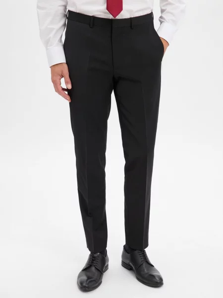 Hugo Spodnie Garniturowe Hesten Slim Fit schwarz czarne