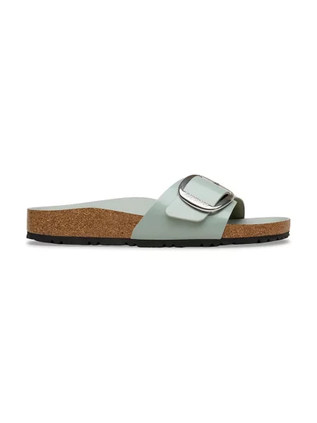 Birkenstock șlapi de piele Madrid Big Buckle verde