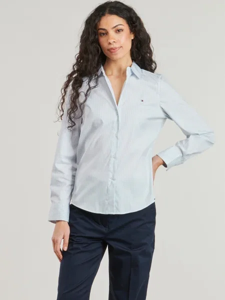 Cămașă Tommy Hilfiger din poplin albastru