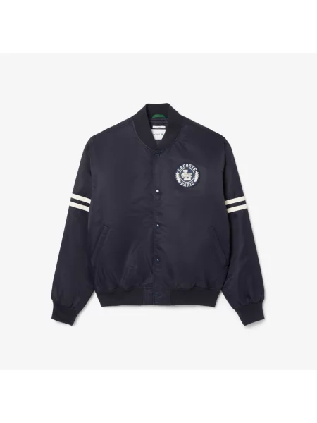Lacoste Wodoodporna Kurtka Bomber Z Haftowanym Emblematem niebieski