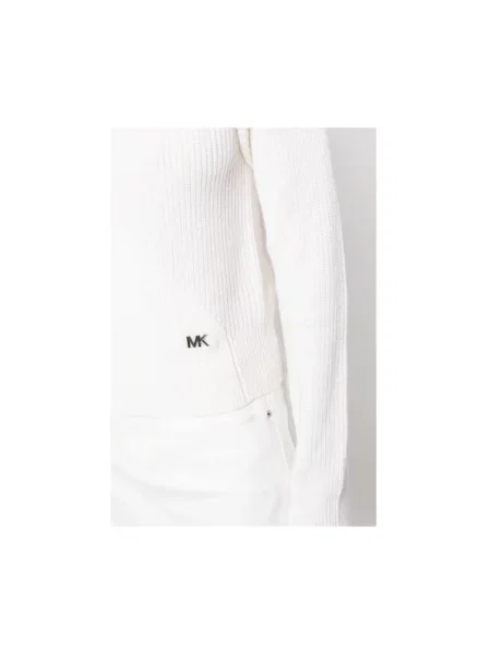 Dzianinowy sweter z golfem Michael Kors z logo do golfa beżowy
