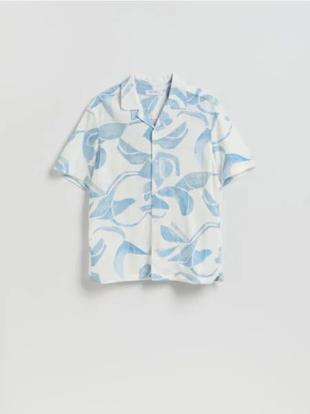 Reserved Cămașă regular cu adaos de in albastru-pal albastru