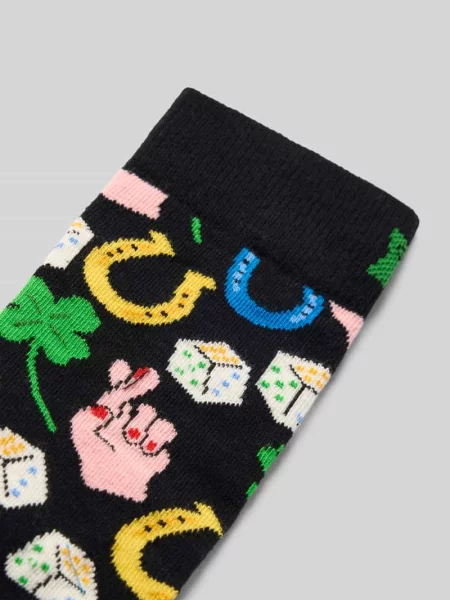 Skarpety z nadruk z logo model Best of Luck' Happy Socks czarne