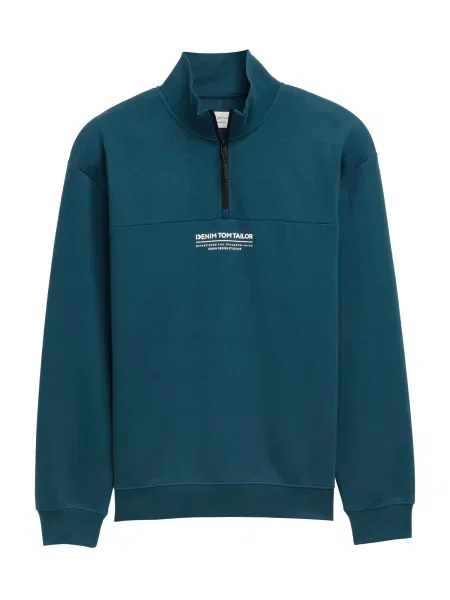 TOM TAILOR DENIM Mikina petrolejová biela