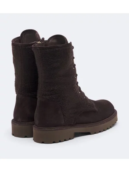Botine Max Mara cu șireturi din piele de căprioară maro
