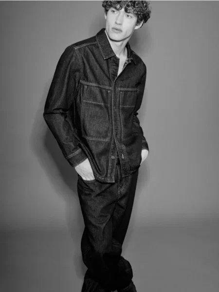 Reserved Blugi loose fit metalizat albastru