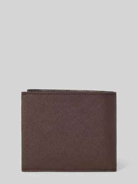 BOSS portfel skórzany Coin brązowy