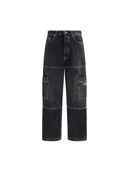 Jeansy Off-white retro z kieszeniami bocznymi białe