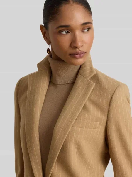 Żakiet krój regular fit z mieszanka wełny z brustasza Lauren Ralph Lauren brązowa