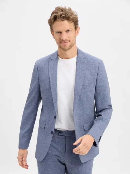 Finshley & Harding kurtka modułowa Mężczyźni Modern Fit Sztuczne włókno marmurkowy 25 niebieski