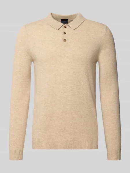 Sweter z dzianiny o kroju slim fit z czystego kaszmiru z kołnierzykiem polo Christian Berg Men