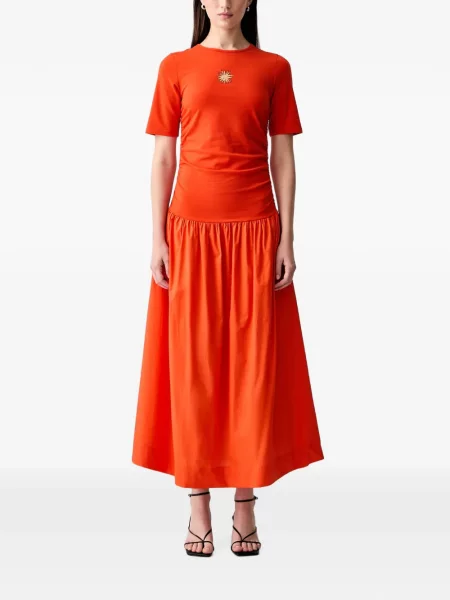 Rochie maxi Never Fully Dressed cu volane portocaliu