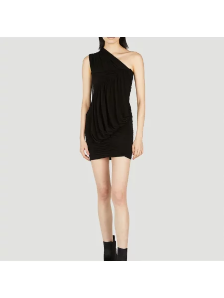 Sukienka mini Rick Owens na jednym ramieniu drapowana garniturowa czarna