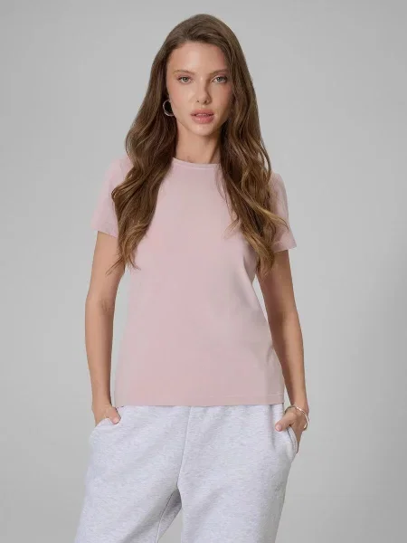 T-shirt slim gładki 4F różowa