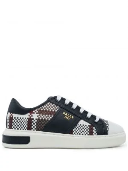 Sneakerși Bally din piele în carouri albastru