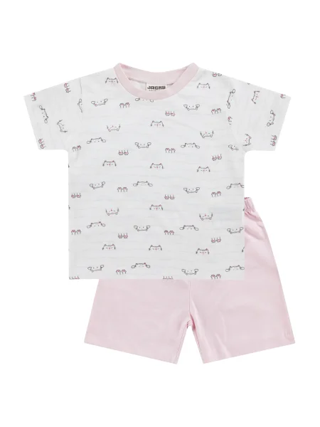 JACKY Pijamale rosé / negru / murdar alb