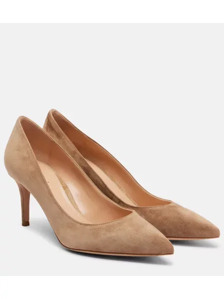 Pantofi cu toc Gianvito Rossi din piele de căprioară bej