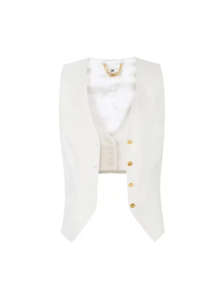 Lniana kamizelka Elisabetta Franchi beżowa