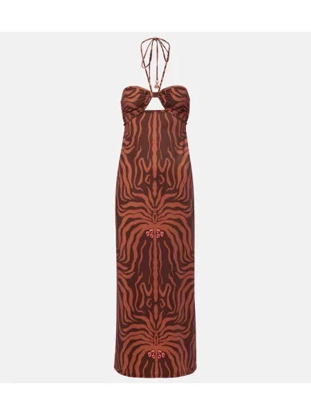 Térdig érő öltöny midi ruha Johanna Ortiz nyomtatás barna