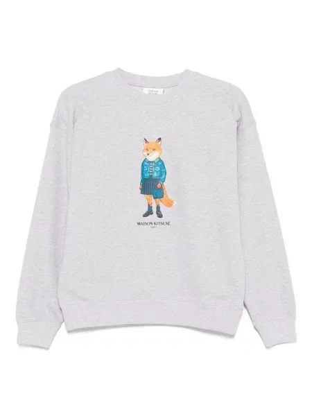 Mikina Maison Kitsuné s potiskem šedá