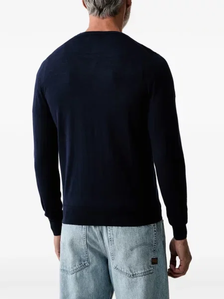 Lung pulover Hackett London cu decolteu rotund albastru