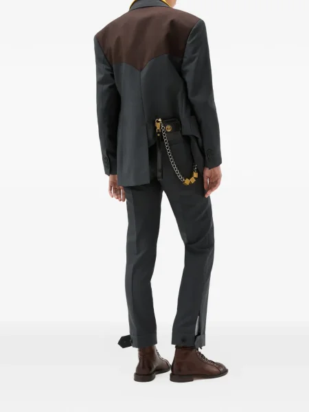 Pantaloni Versace de lână business gri