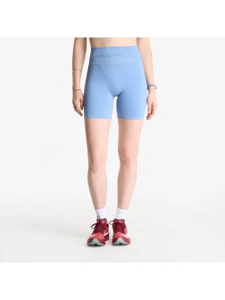 Pantaloni scurți Nike Pro Seamless Dri-FIT High-Waisted 5" Biker Shorts Work Blue S albastru