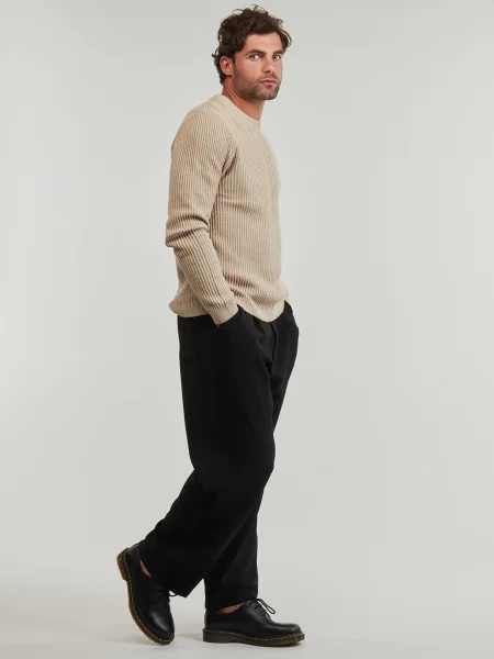 Kötött kerek nyakú szvetter Jack & Jones bézs