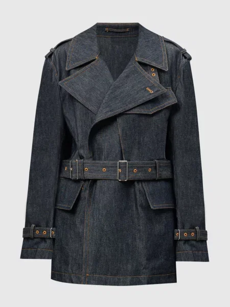 Двобортний джинсовий тренч RIDER Helmut Lang синій