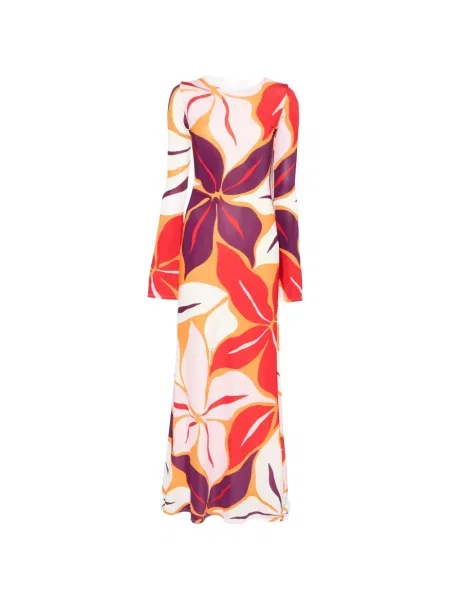Rochie maxi Cala De La Cruz cu model floral alb