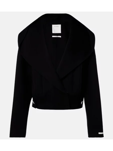 Geacă Sportmax de lână cu două rânduri de nasturi negru