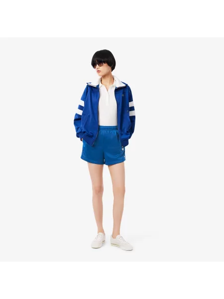 Lacoste Spodenki Z Satynowego Dżerseju W Prążki Pointelle niebieskie