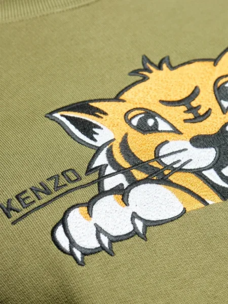 Hanorac crewneck Kenzo cu imagine cu dungi de tigru verde