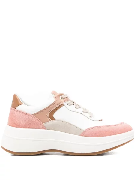 Sneakerși Geox cu șireturi din dantelă alb