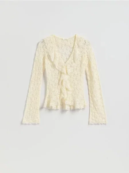 Reserved Мереживна блузка нюдовий 