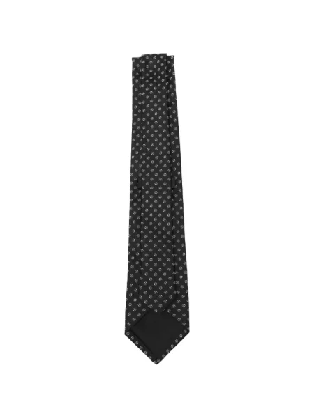 Cravată Boss de mătase cu imprimeu geometric negru