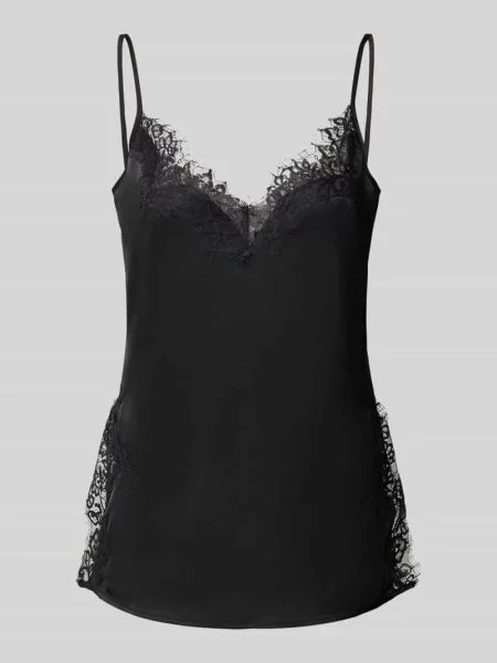 Top My Essential Wardrobe z dekoltem w serek koronkowy czarny
