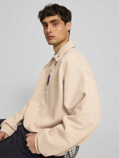 Bluza o kroju oversized z detalami z logo Marni beżowa