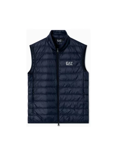 Kompaktowa kamizelka puchowa Ea7 Emporio Armani ze stójką niebieska