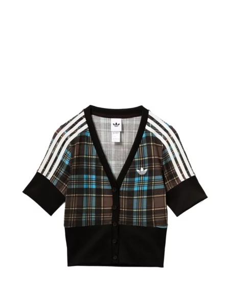 Vestă Adidas în carouri cu decolteu în V galben