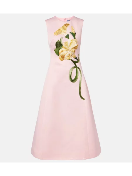 Rochie de cocktail Leo Lin cu model floral de costum roz