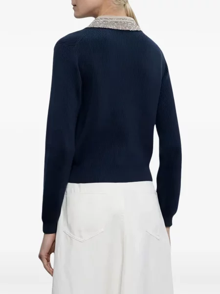 Cardigan Brunello Cucinelli cu paiete albastru